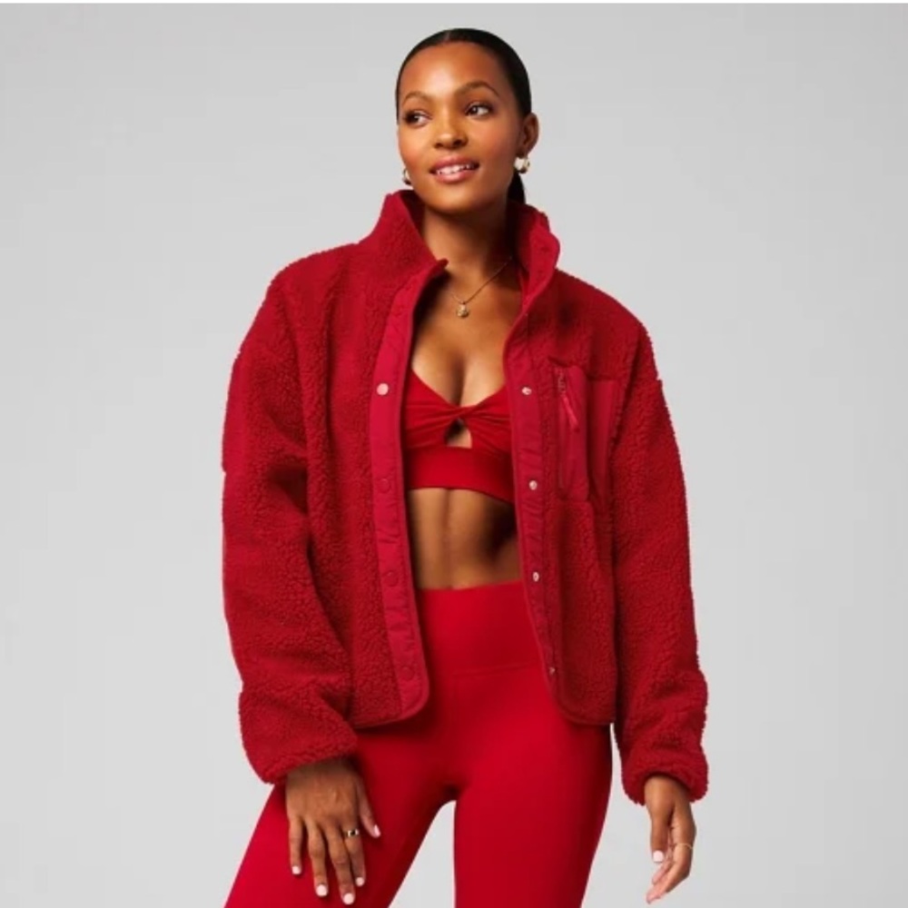 Tahoe Teddy Jacket by Fabletics in red